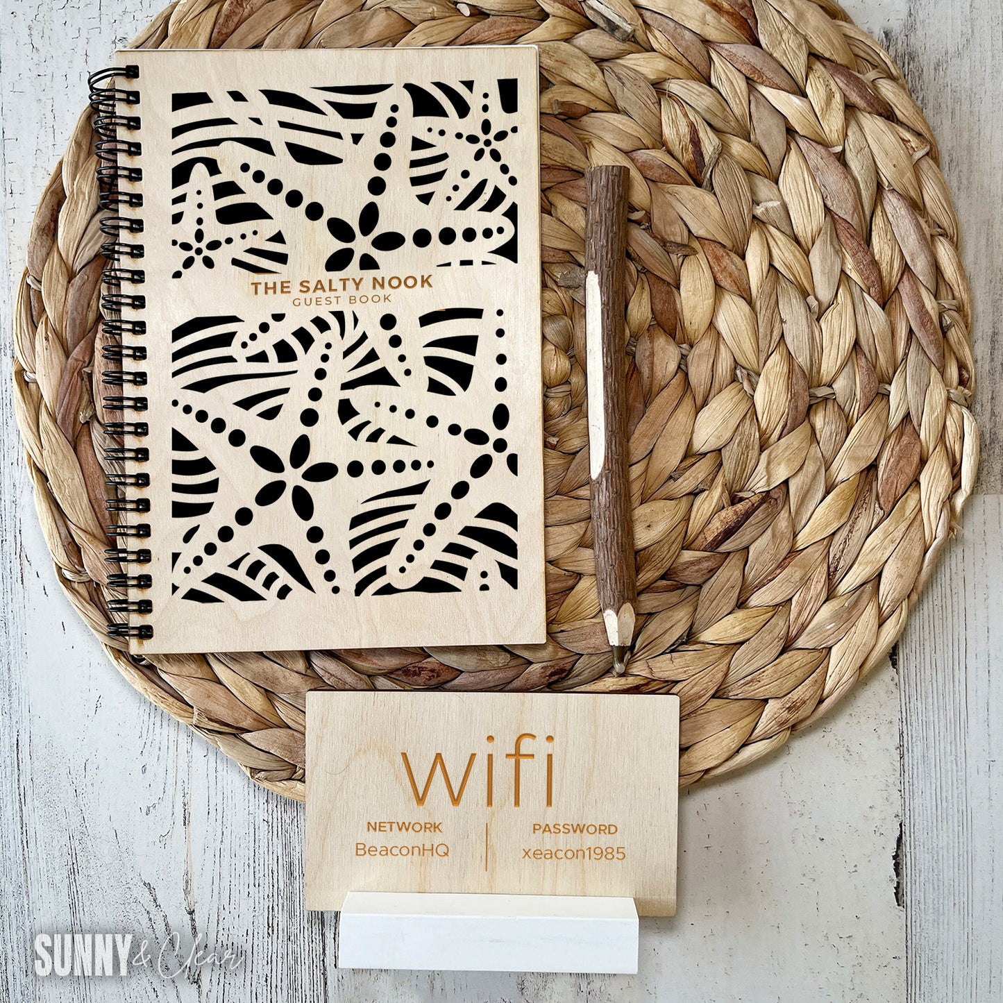 Starfish Beach Guest Book | Wood Cutout Custom Cabin & Airbnb Guestbook