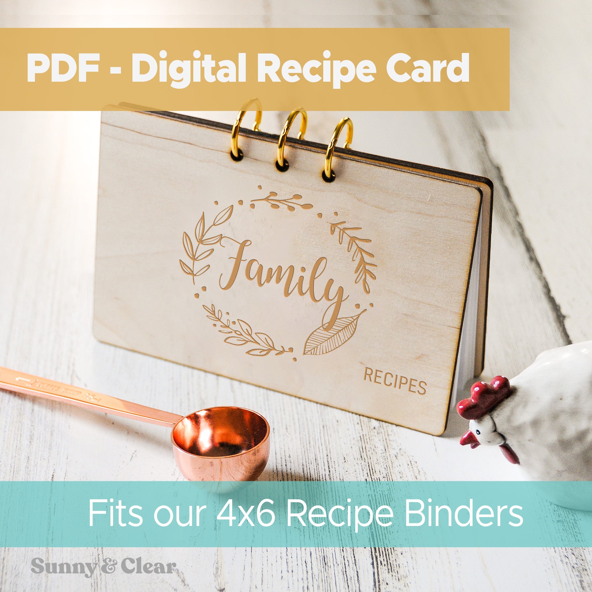 4x6 Recipe Card Printable PDF Template Minimal Fits Our Recipe Binders – Sunny & Clear