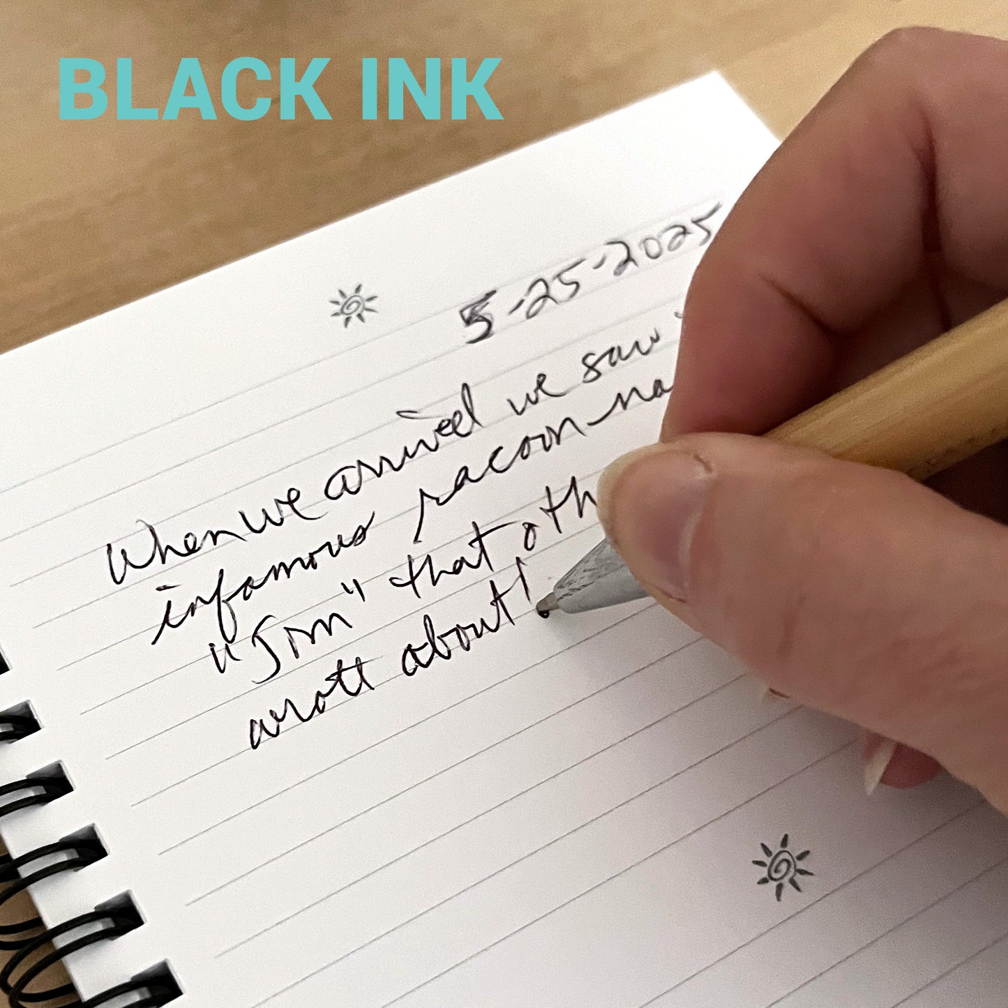 custom engraved bamboo wood pen for guest books, black ink
