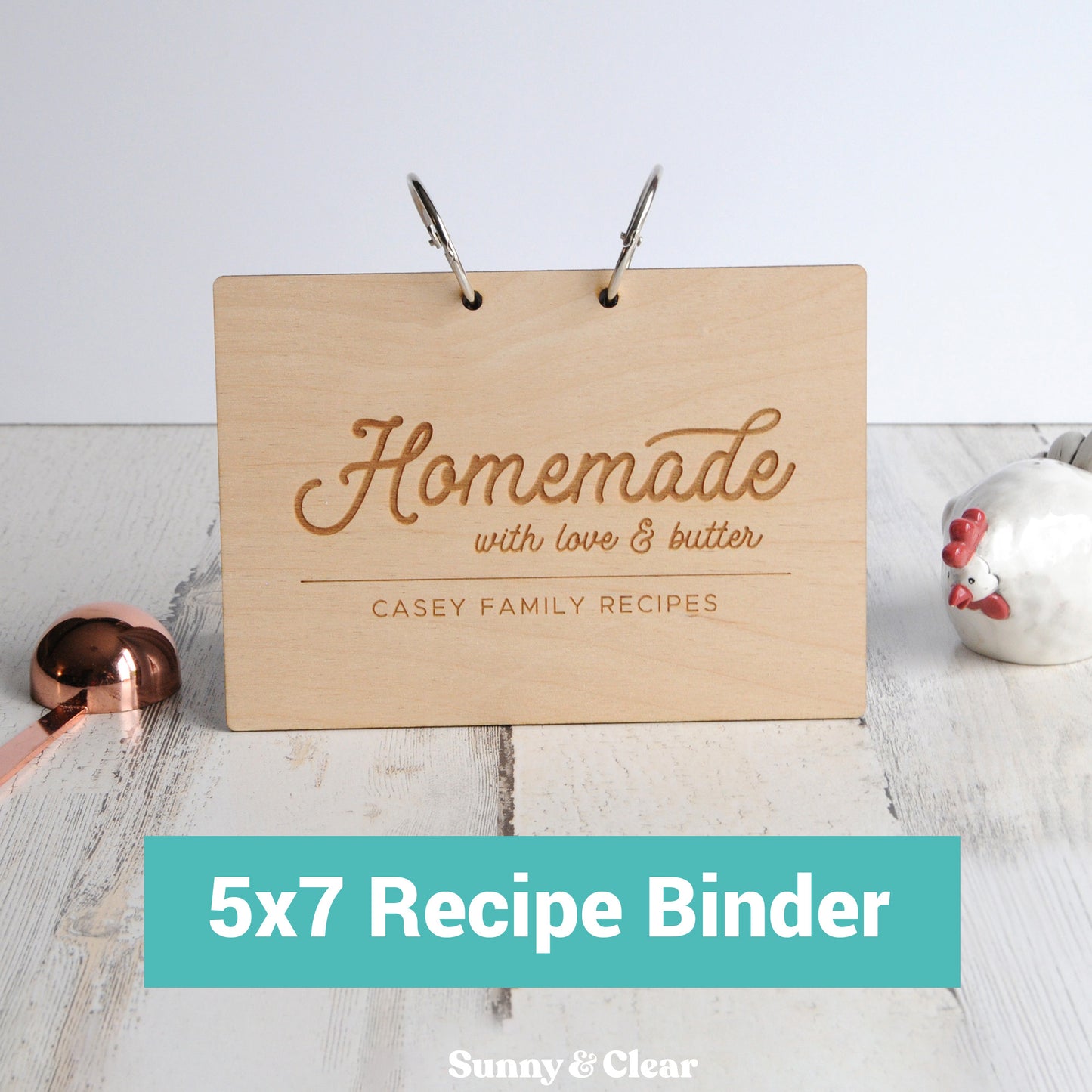 5x7 Recipe Card Binder, Personalized, Homemade with Love & Butter