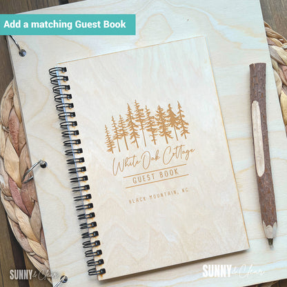 Pine Trees Welcome Book Binder — Personalized Engraved Wood