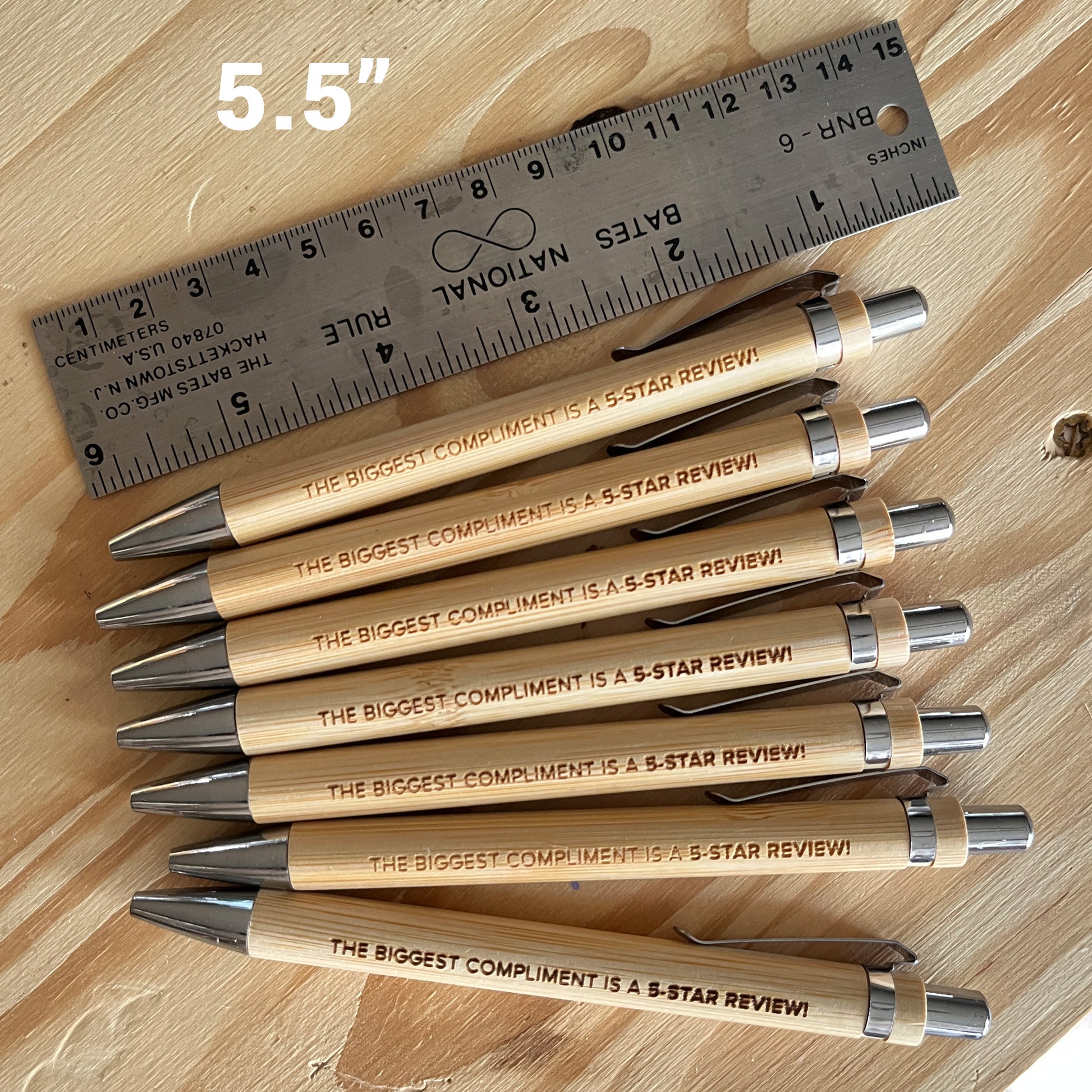 custom engraved bamboo wood pen for guest books measures 5.5 inches