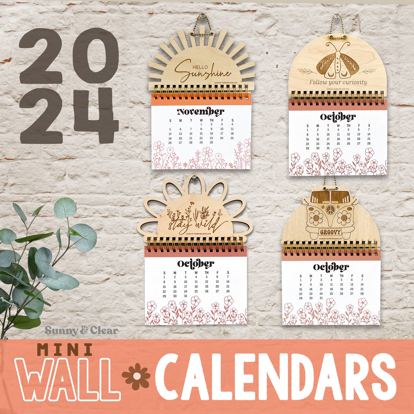 2024 mini wall calendar set
