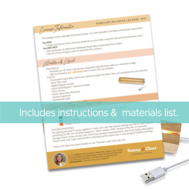 Materials list and instructions pdf