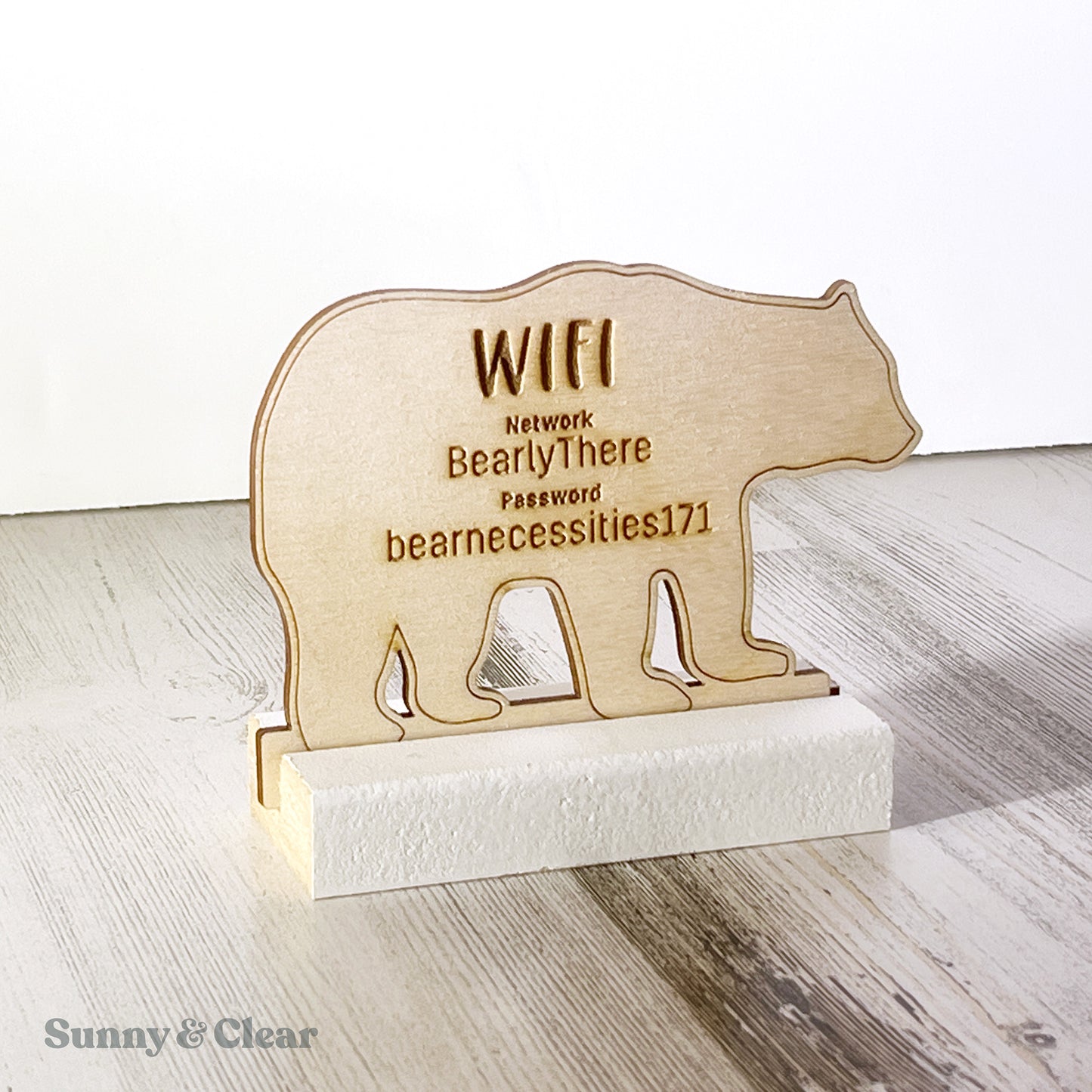 Bear Shape WiFi Password Sign, Wood