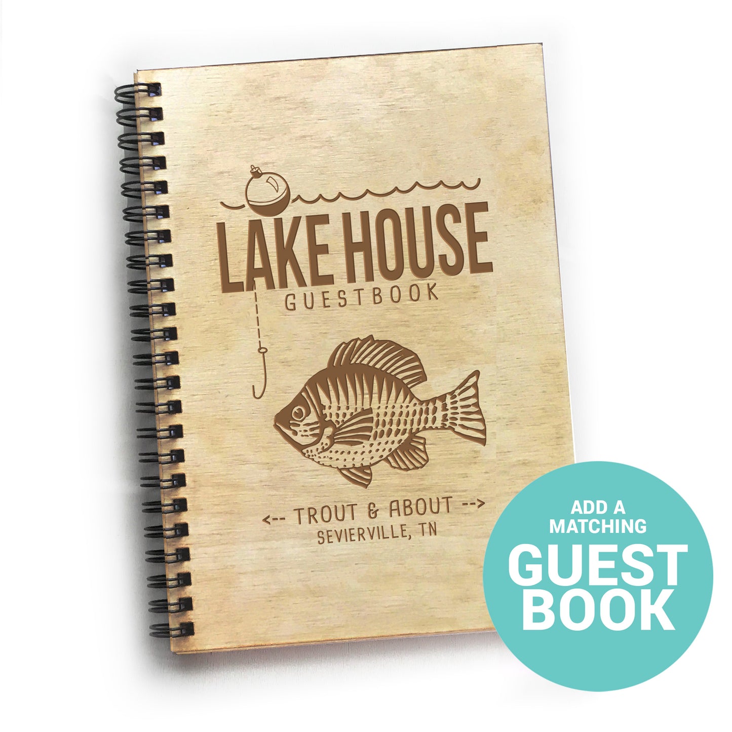 Sunfish AirBNB Welcome Book Binder, Fish, Cabin, Custom Home Rental Book, Engraved