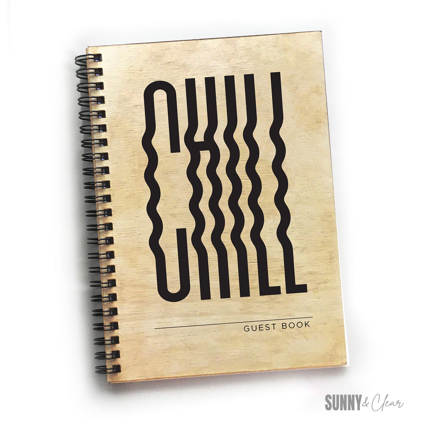 Chill Word Art Guest Book | Wood Cutout Typography Cabin & Airbnb Guestbook