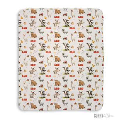 Farm Animals Personalized Fleece Blanket Custom Name Baby Blanket Kids Room Nursery Decor