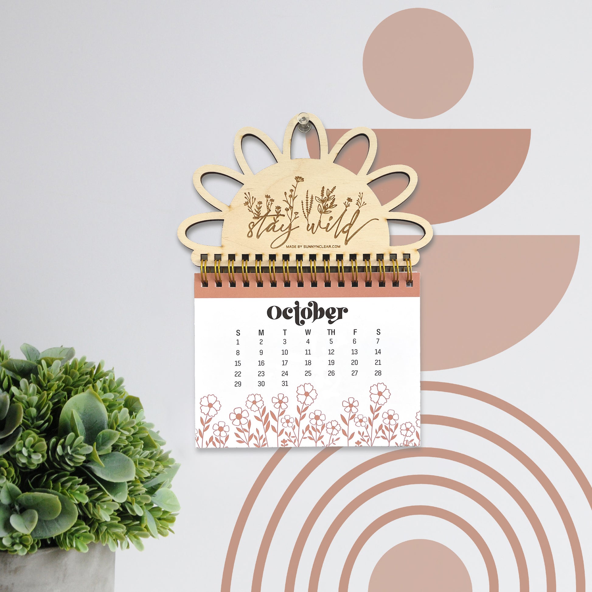 boho 2024 mini wall calendar stay wild florals