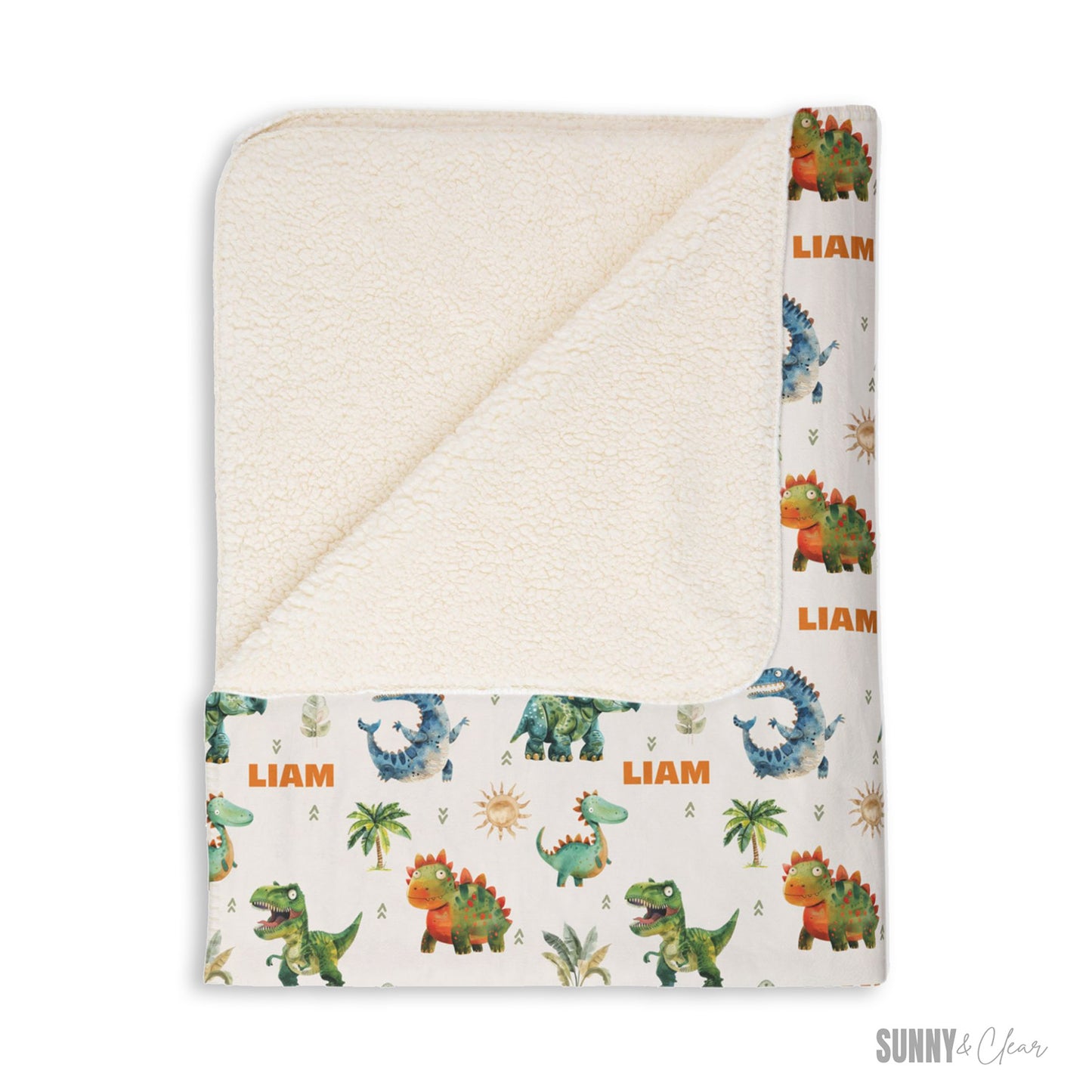 Personalized Dinosaur Name Blanket: Custom Fleece Nursery Decor Gift for Boy