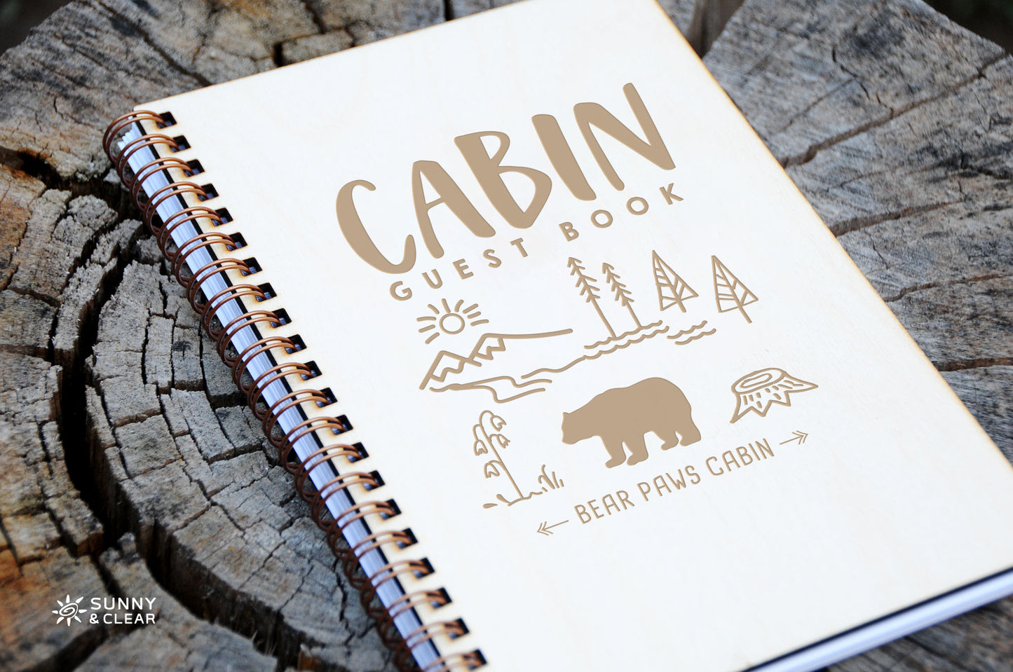 Cabin Guest Book, Bear Smoky Mountains, AirBNB, Laser Engraved, Personalized