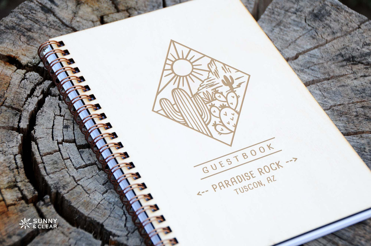 Cabin Guest Book, Southwest, Boho, Cactus Desert, Vacation Guestbook, AirBNB, Laser Engraved, Personalized