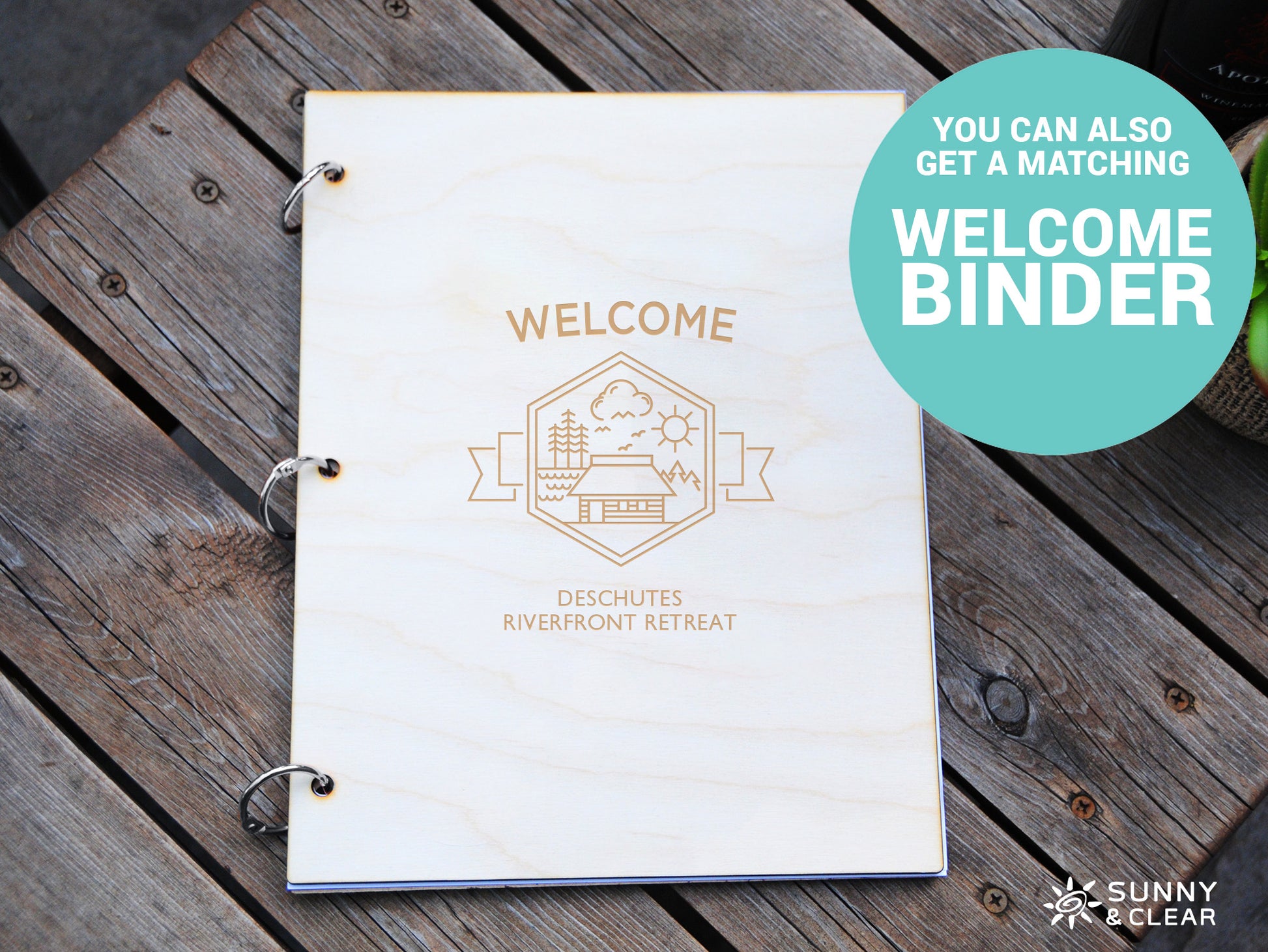 Cabin Guest Book, Hexagon Banner, Personalized – Sunny & Clear