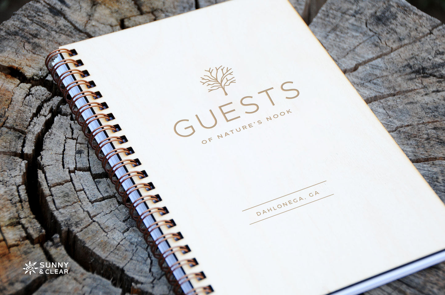 AirBNB Guest Book, Modern Tree, Minimal, Vacation Guestbook, Laser Engraved, Personalized