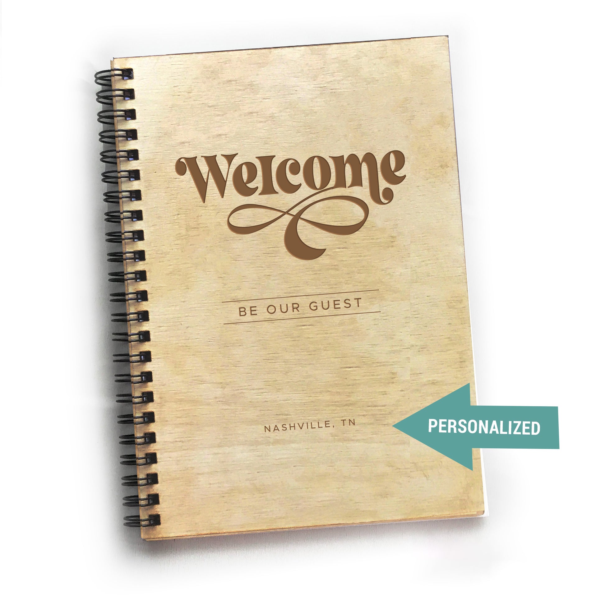 Welcome! Custom AirBNB Guestbook, Retro Boho, Personalized Wood