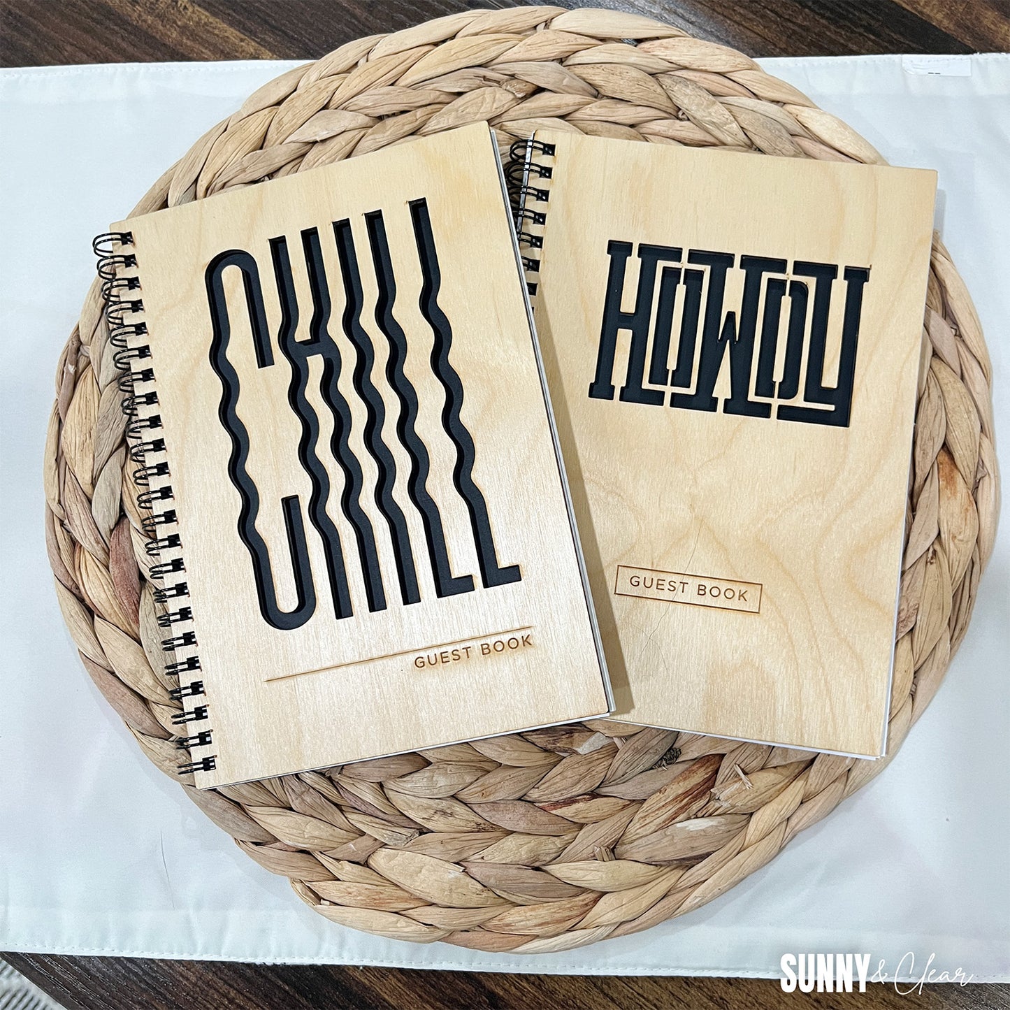 Chill Word Art Guest Book | Wood Cutout Typography Cabin & Airbnb Guestbook