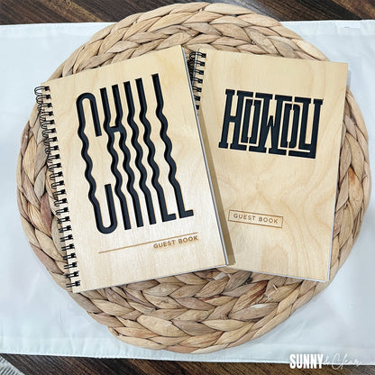Chill Word Art Guest Book | Wood Cutout Typography Cabin & Airbnb Guestbook