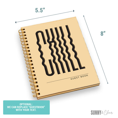 Chill Word Art Guest Book | Wood Cutout Typography Cabin & Airbnb Guestbook