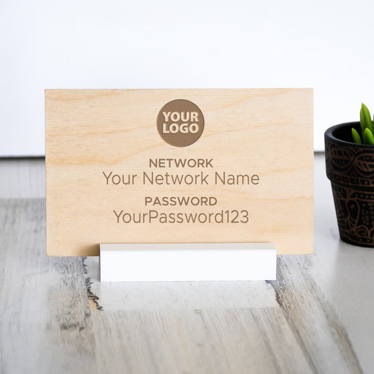 Custom WiFi Password Sign Using Your Logo, Wood