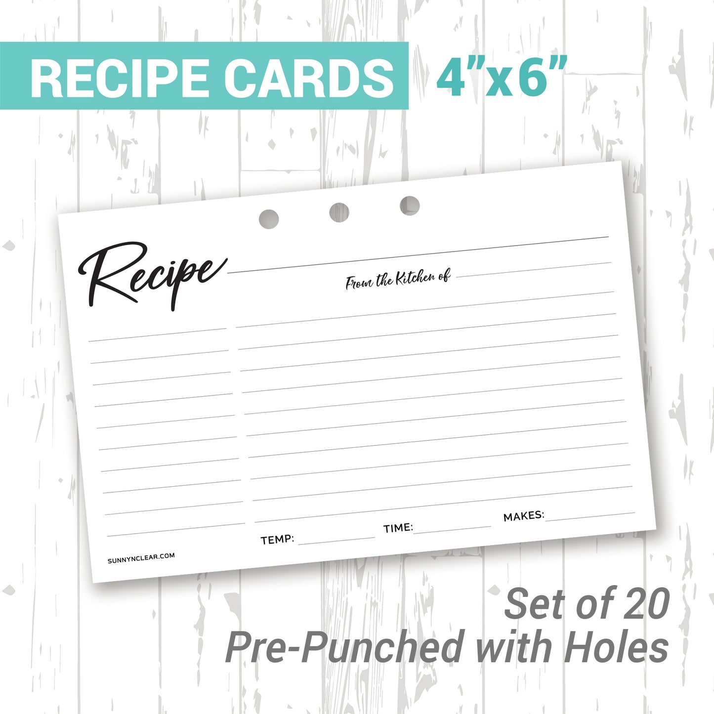 4x6 Recipe Card Refill, Set of 20