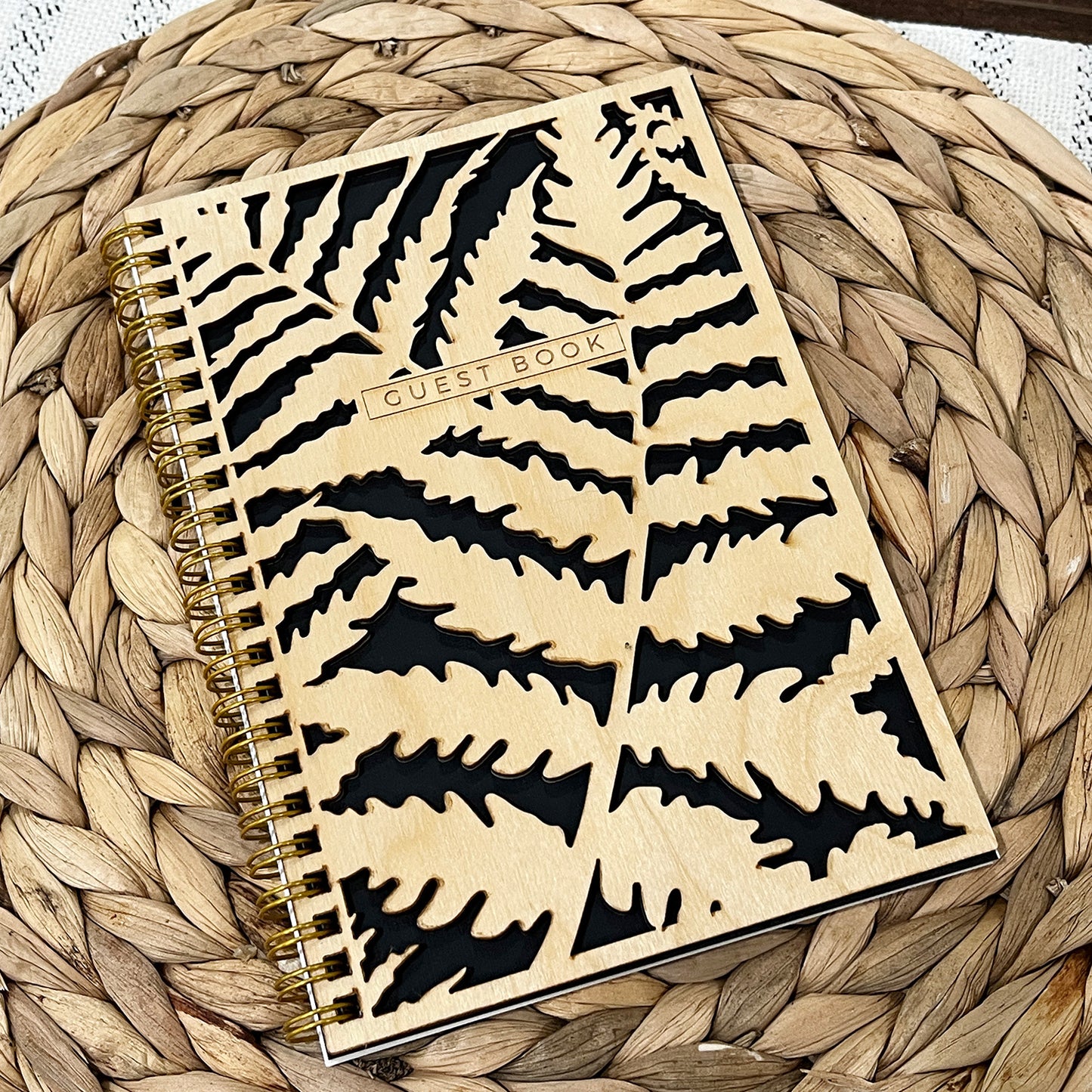 Fern Cutout Wooden Guest Book | Custom Cabin & Airbnb Guestbook