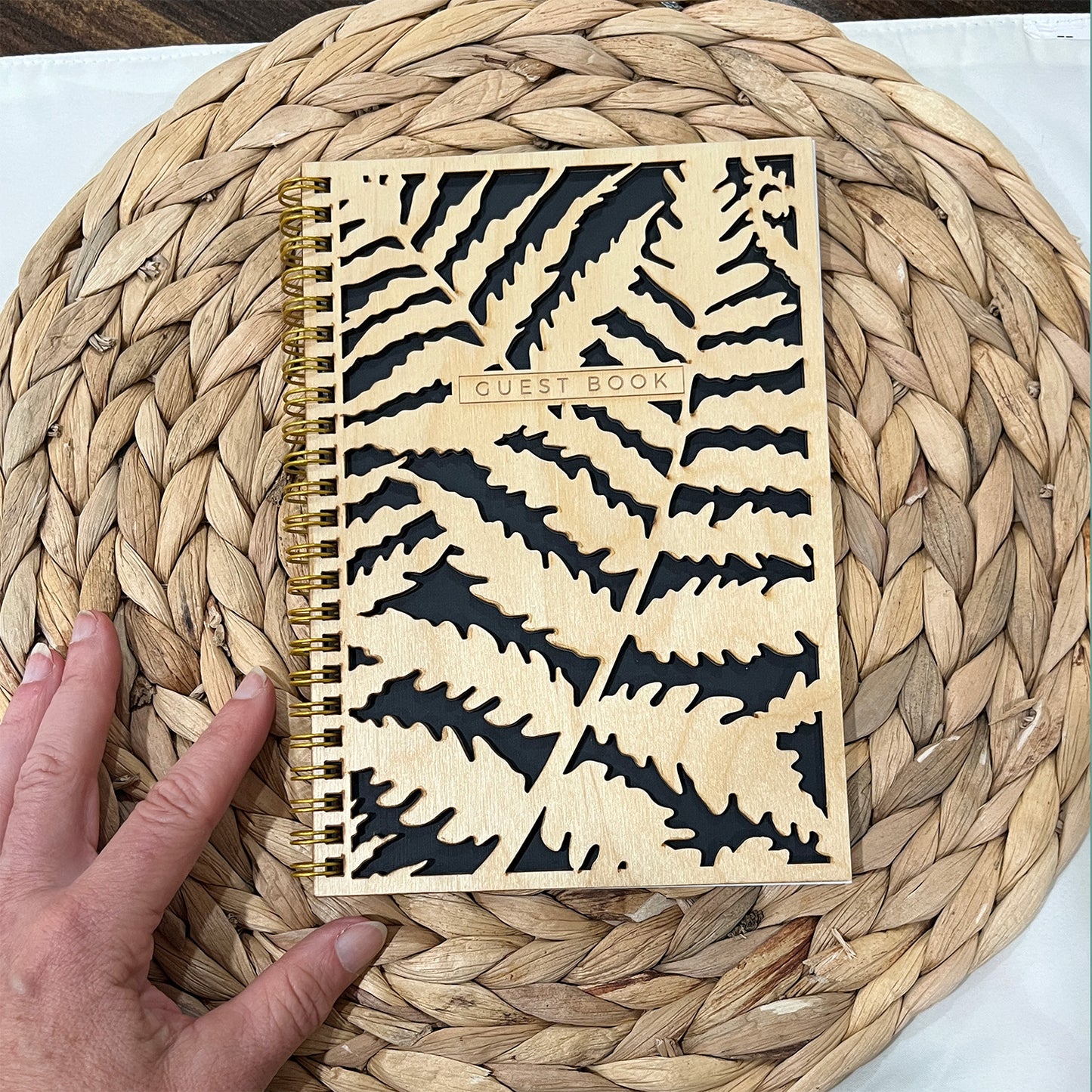 Fern Cutout Wooden Guest Book | Custom Cabin & Airbnb Guestbook