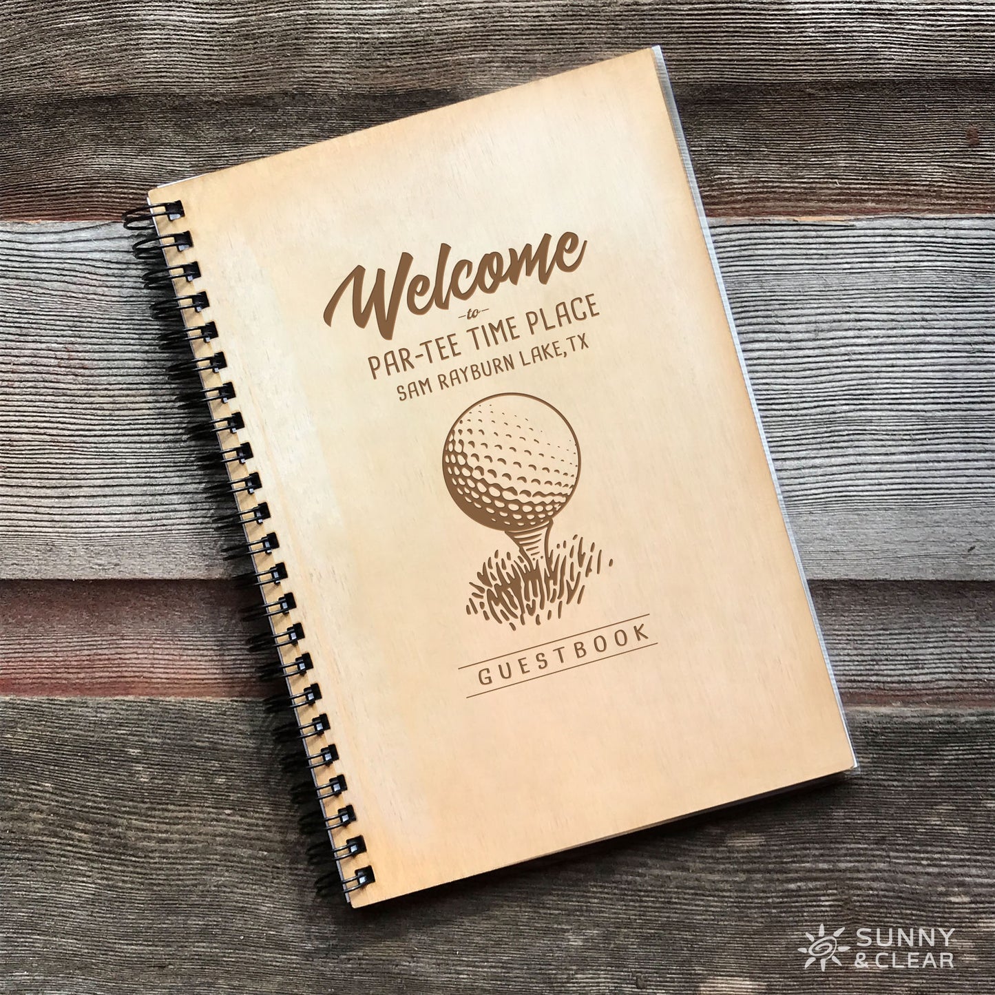 Golf Guestbook, Wood Notebook, Golfing, AirBNB, Laser Engraved, Personalized