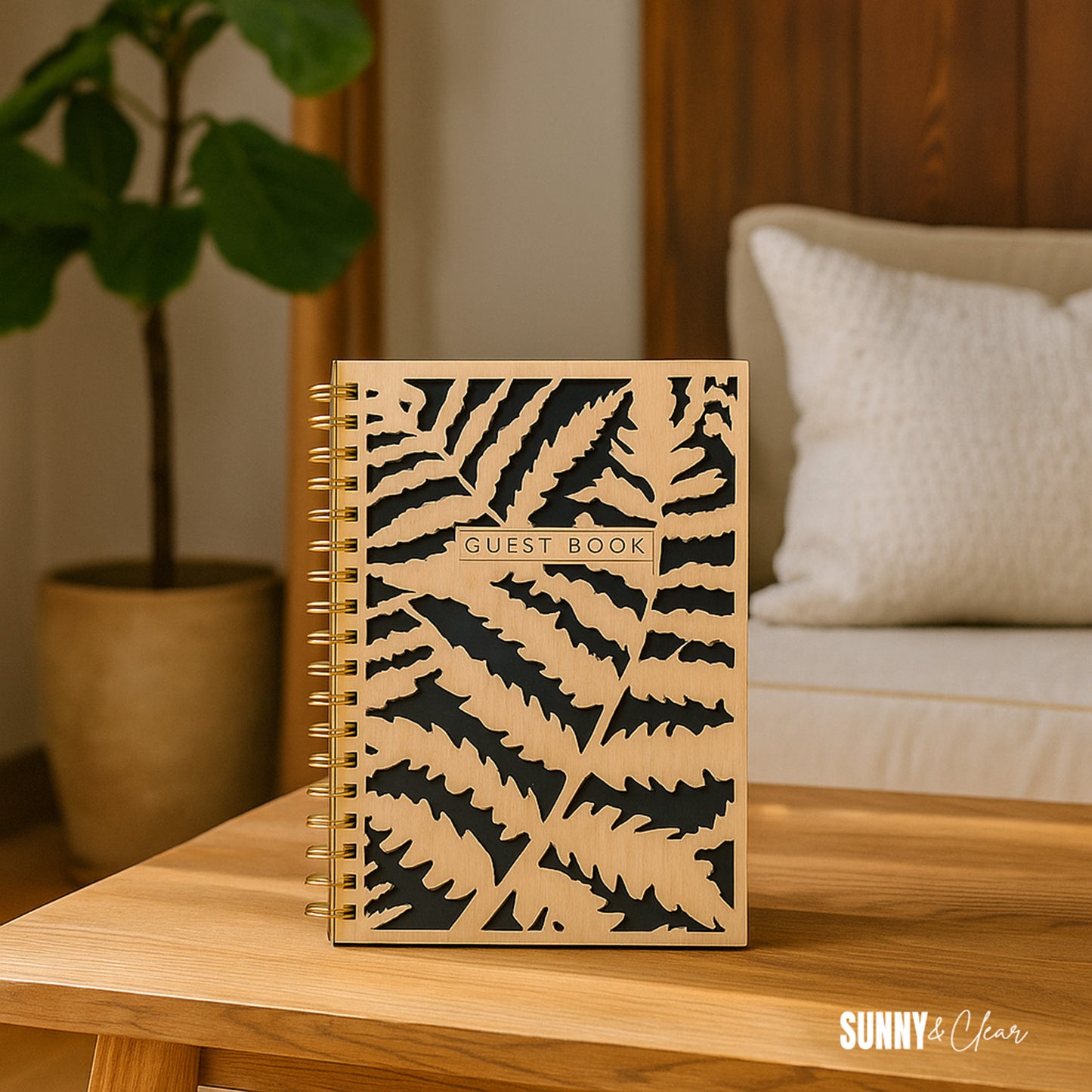 Fern Cutout Wooden Guest Book | Custom Cabin & Airbnb Guestbook