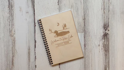 Cabin Guest Book, Loon on the Lake, AirBNB, Laser Engraved, Personalized