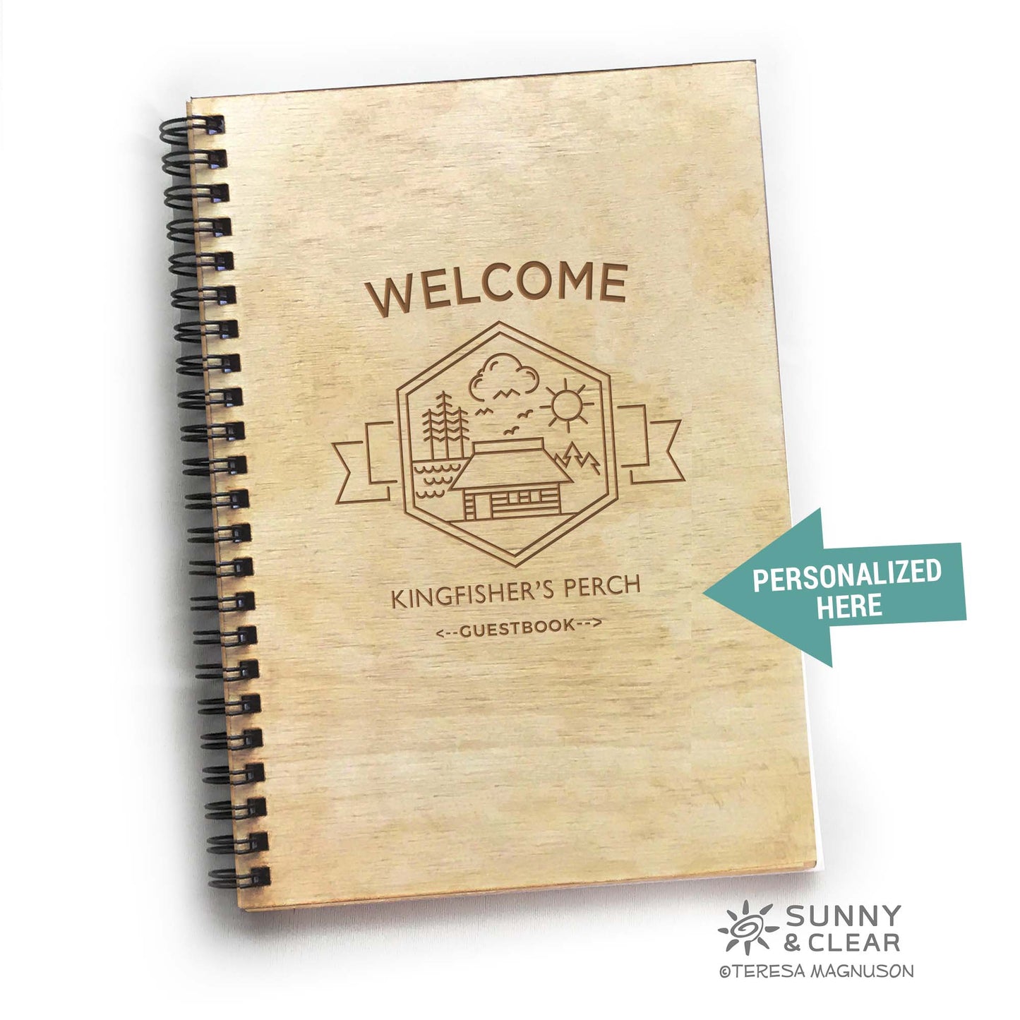 Cabin Guest Book, Hexagon Banner, Personalized