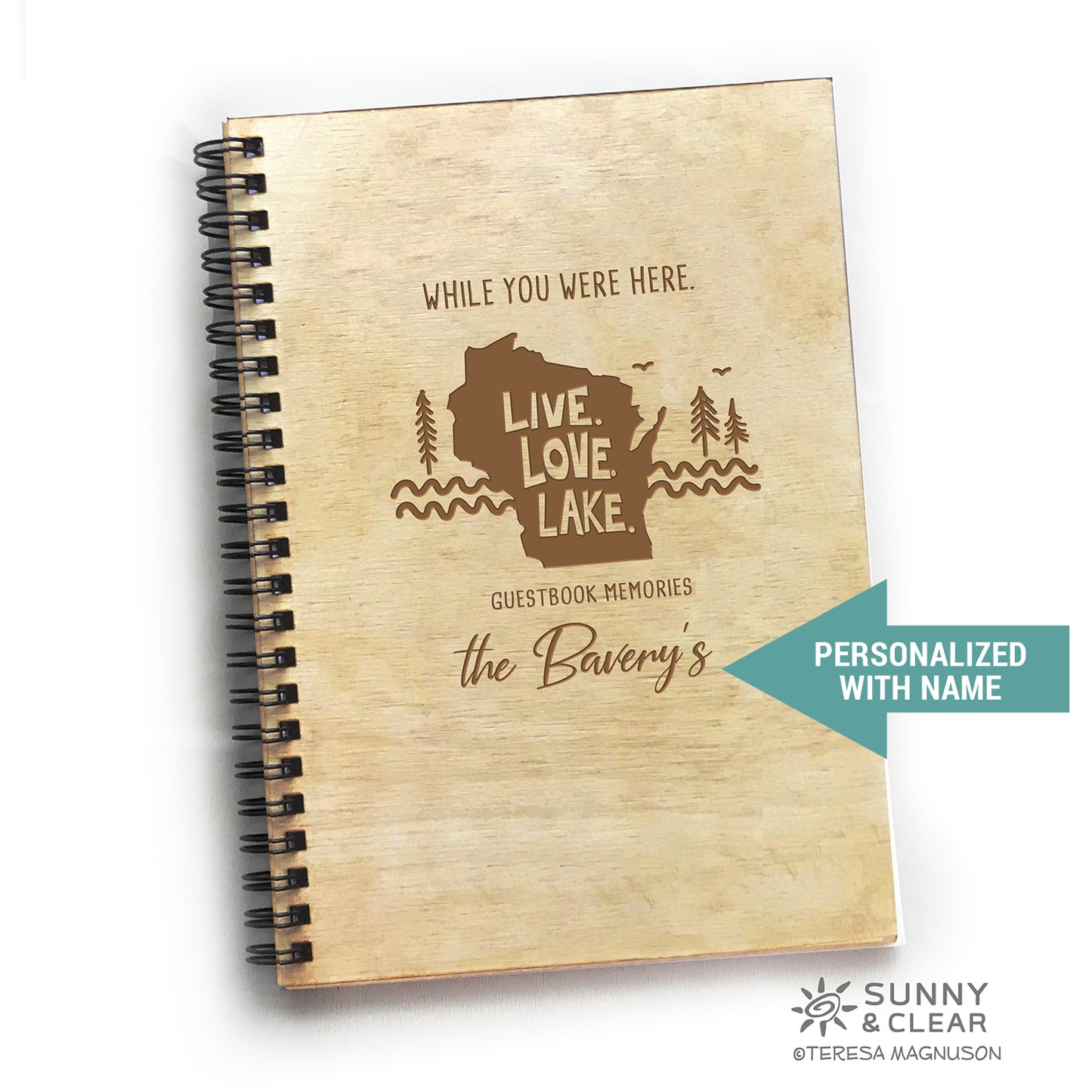 Lake House Guest Book, Wisconsin Live Love Lake, Personalized