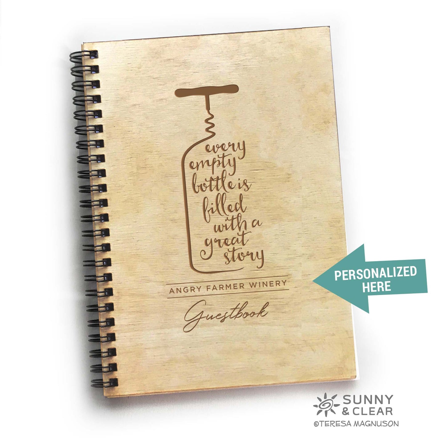 Winery Guest Book, Wine Story, AirBNB, Laser Engraved, Personalized