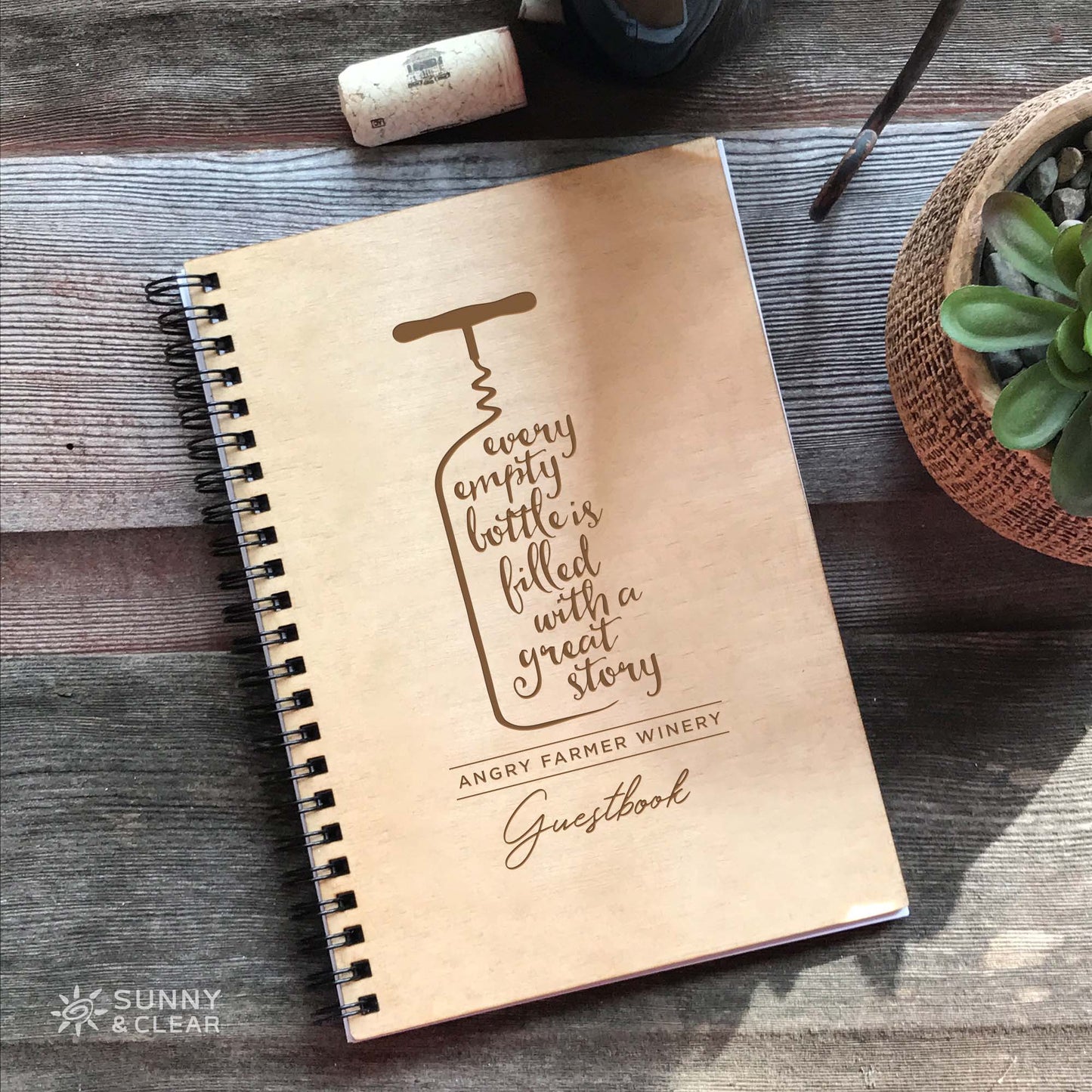 Winery Guest Book, Wine Story, AirBNB, Laser Engraved, Personalized