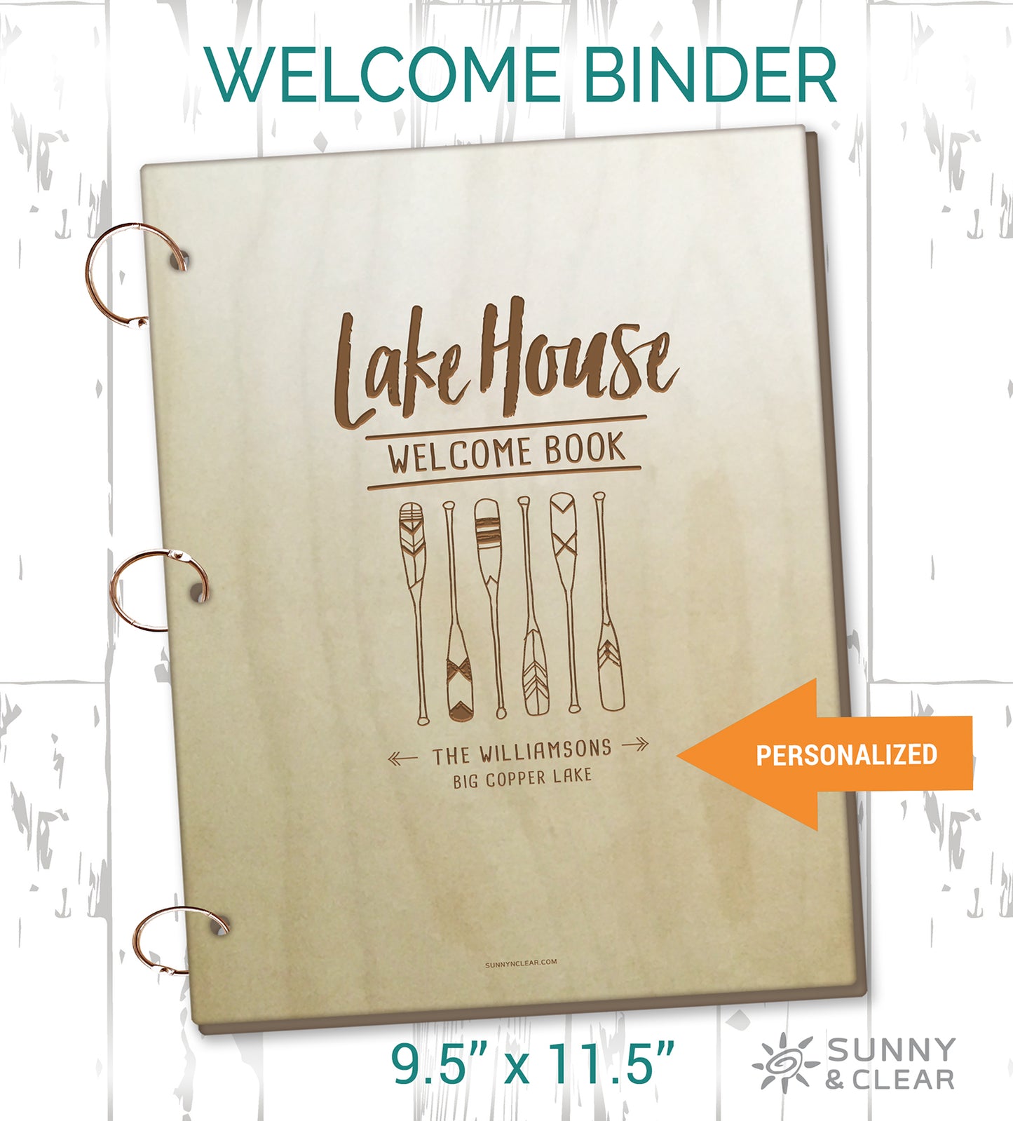 AirBNB Welcome Book Binder, Lake House Oars, Personalized Home Rental Book