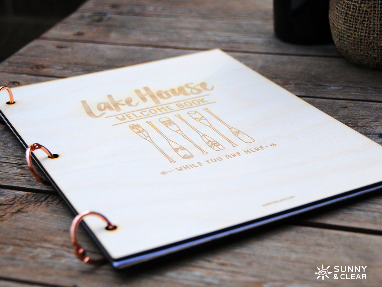 AirBNB Welcome Book Binder, Lake House Oars, Personalized Home Rental Book