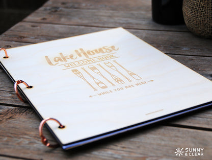 AirBNB Welcome Book Binder, Lake House Oars, Personalized Home Rental Book