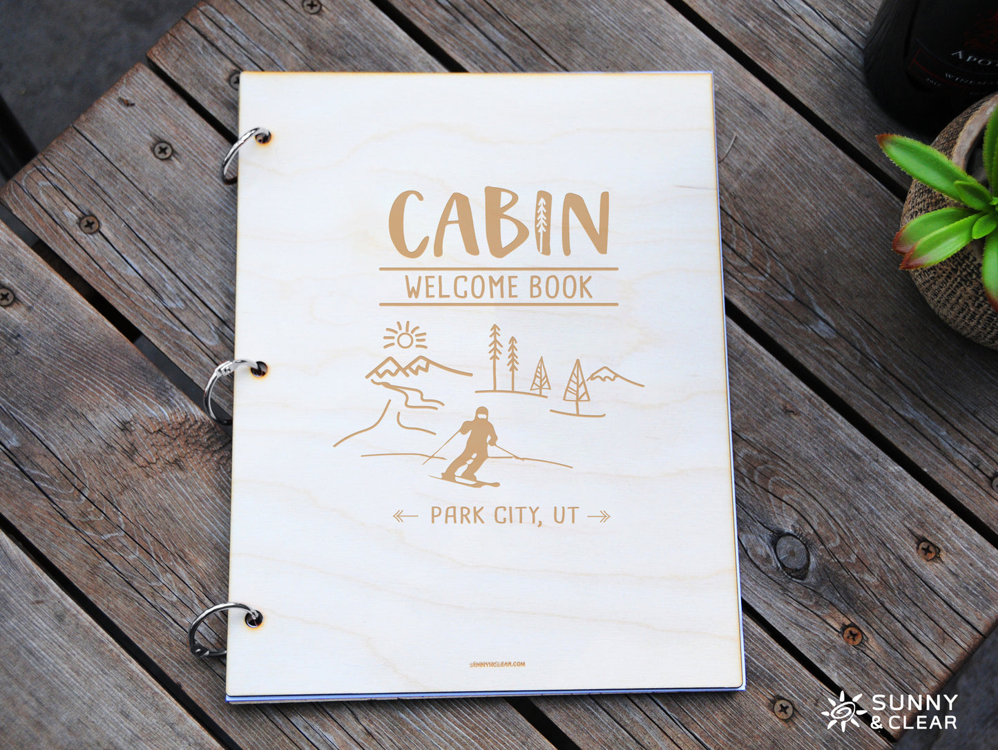 AirBNB Welcome Book Binder, Ski, Mountains, Personalized Vacation Home Rental Book