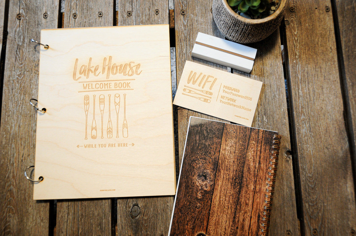 Lake House Bundle - Welcome Book Binder + Guest Book Set + Wifi Sign, VRBO AirBNB