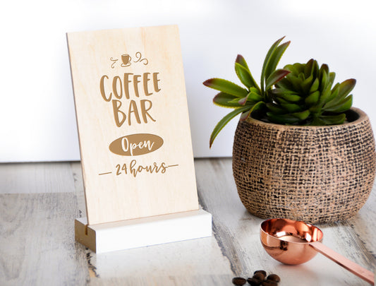 Coffee Bar Wood Sign, For Tabletop
