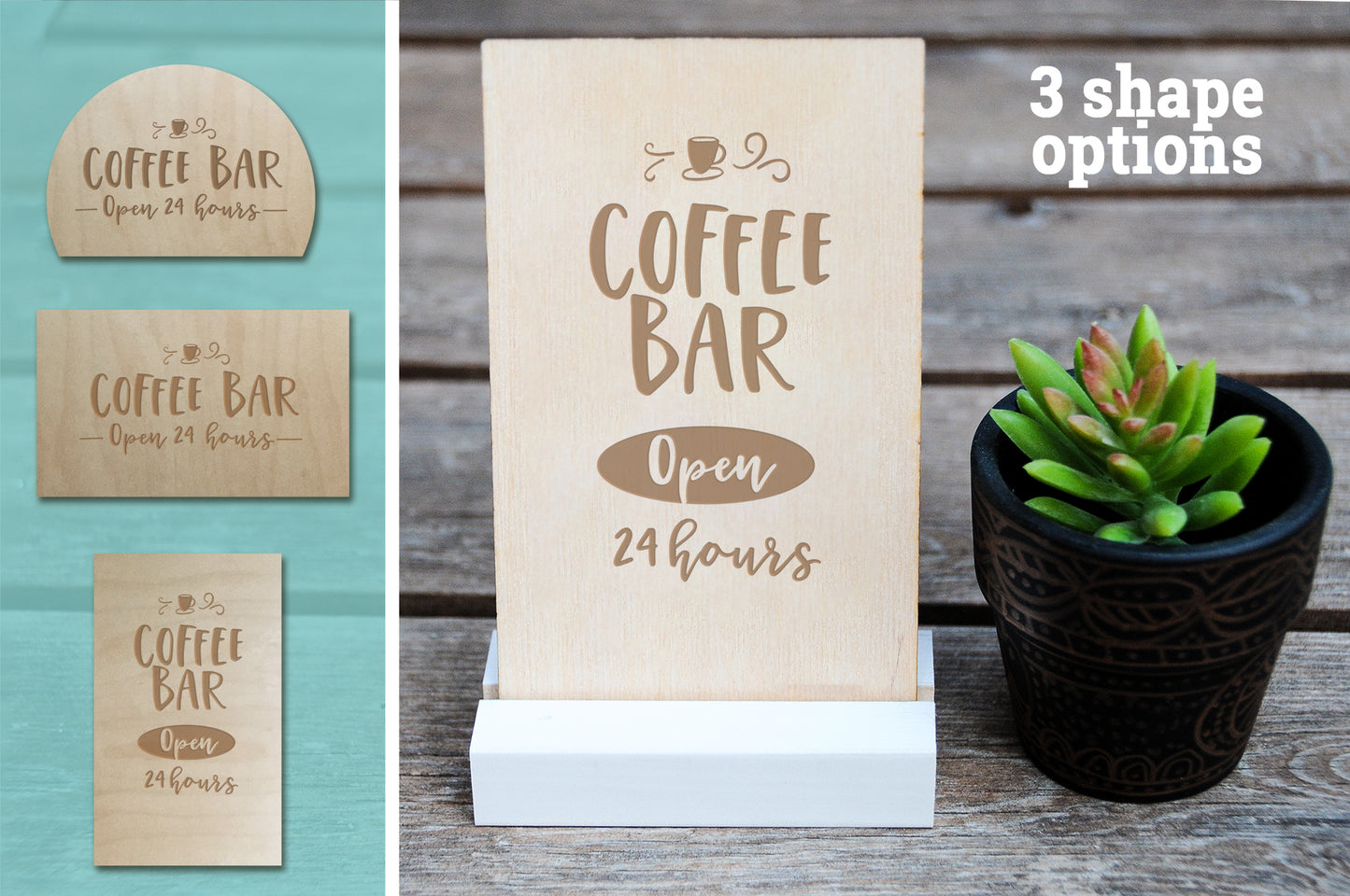 Coffee Bar Wood Sign, For Tabletop