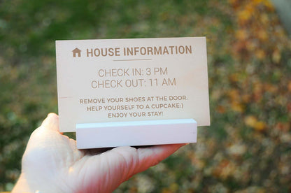 Room Check Sign House Rules Sign, Wood, For Guests, Check-In Sign – Sunny & Clear