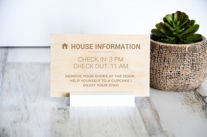 House Rules Sign, Wood, For Guests, Check-In Sign
