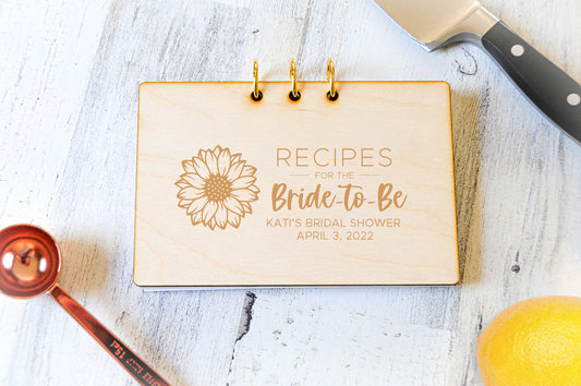 Sunflower Recipe Card Binder, 4x6, Personalized, Bride to Be