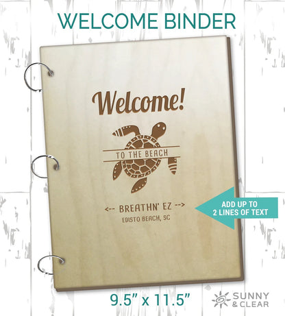 AirBNB Welcome Book Binder, Beach, Sea Turtle, Beach House, Personalized Vacation Home Rental Book