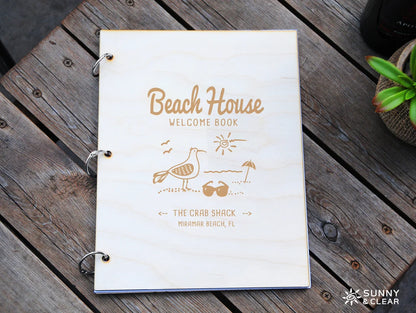 AirBNB Welcome Book Binder, Seagull, Beach House, Personalized Vacation Home Rental Book