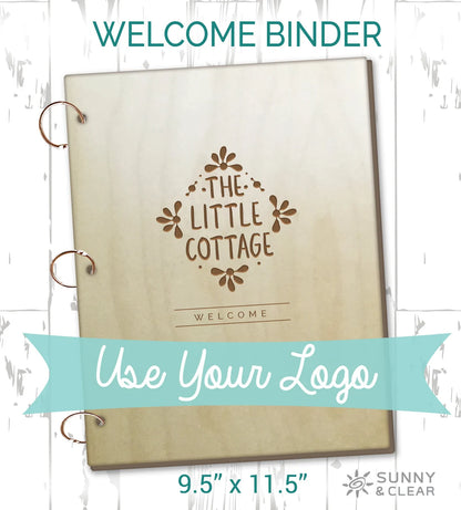 AirBNB Welcome Book Binder With Your Logo, Custom, Personalized Home Rental Book
