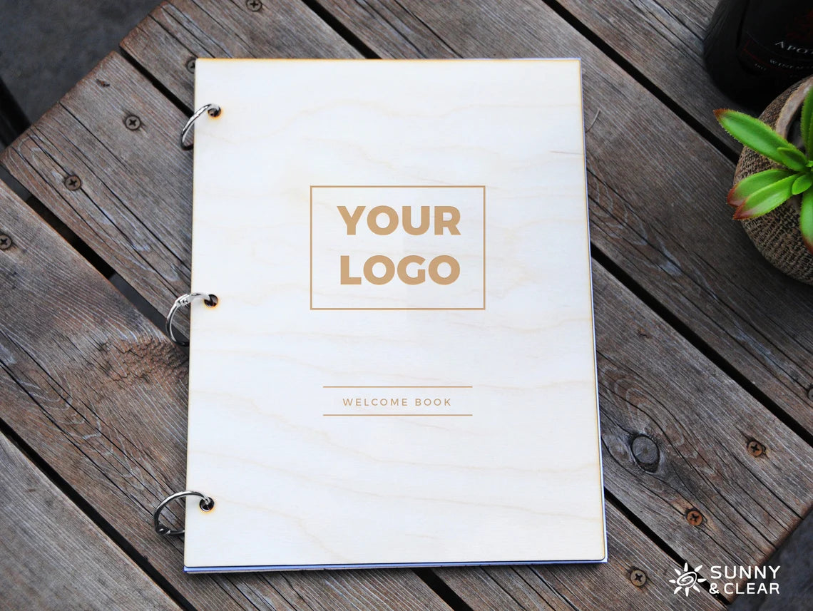 AirBNB Welcome Book Binder With Your Logo, Custom, Personalized Home Rental Book