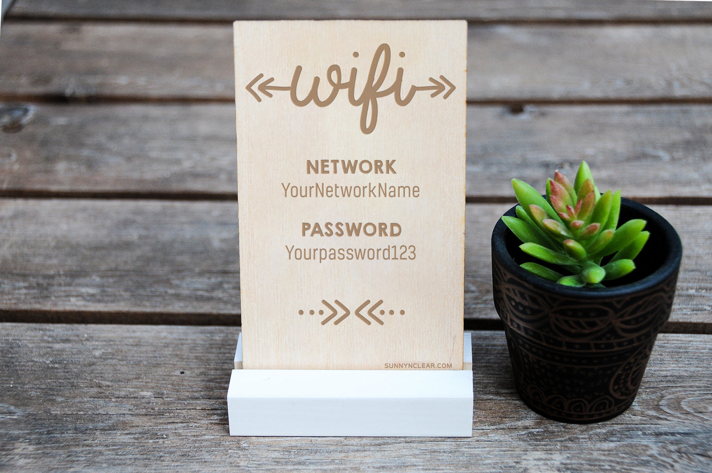 Boho Wood WiFi Password Sign