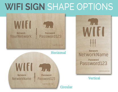 Bear WiFi Password Sign, Wood