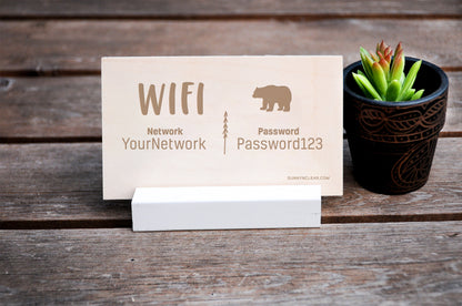 Bear WiFi Password Sign, Wood